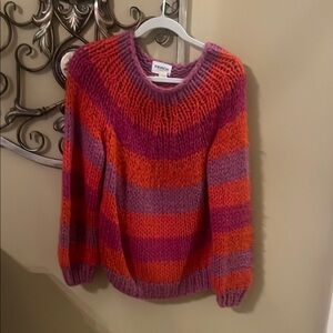 French Connection Women's Striped Sweater - Pink and Orange